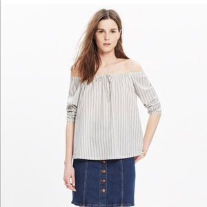 Madewell pinstripe off the shoulder top